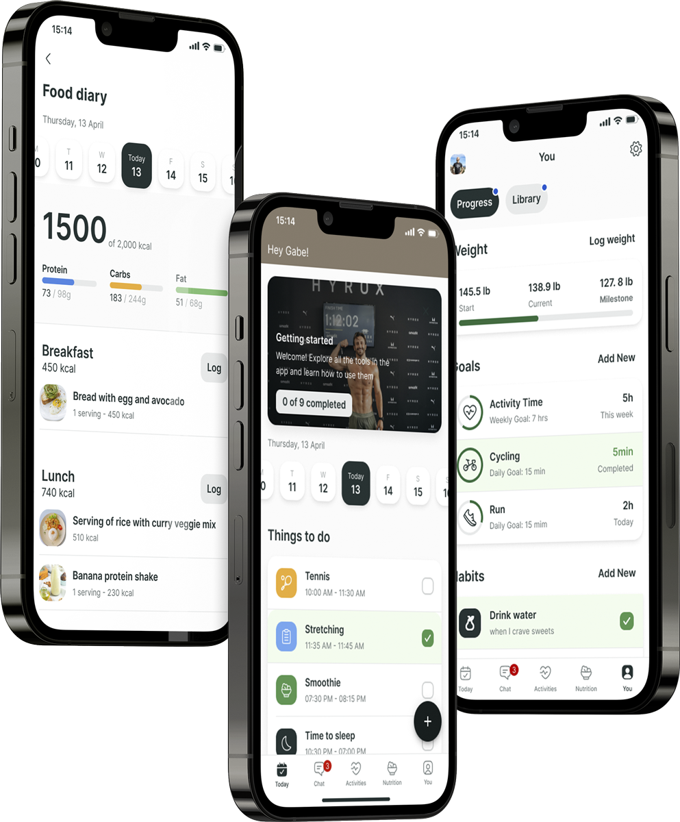 A mockup of the coaching app showcasing the features.